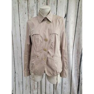 LM Women's Size 40 Marc Aurel Asymmetrical Khaki Beige Basic Jacket Lightweight
